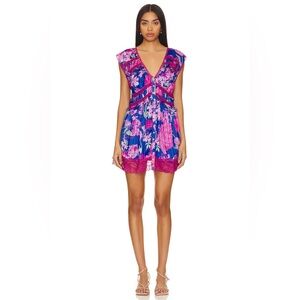 FREE PEOPLE REVOLVE Spring Fling Mini Dress in Ultra Violet Combo Medium VGUC
